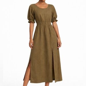 NWT Line and Dot Dress with Ruched Sleeves and Cross-back